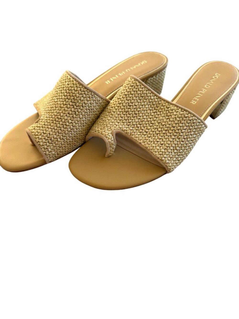 Donald J. Pliner Womens Naia Sandals Size 9.5 Tan Raffia Saddle Slip On Casual - Picture 3 of 11